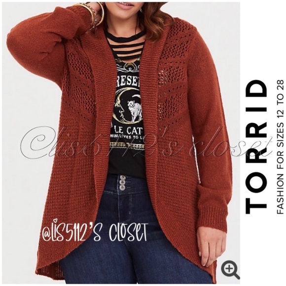 Torrid Rust Shawl Open Stitched Cardigan Sweater 4X